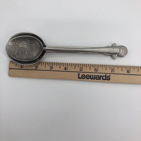 Stieff Joseph Copeland Pewter 1675 Chuckatuck & Pilgrim Landing Spoons Lot of 2 - Picture 10 of 11